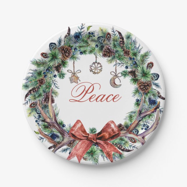 Assiettes En Carton Noël 2021 Plaque de courroie de paix (Devant)