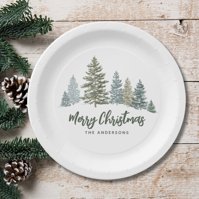 Assiettes En Carton Noël à l'arbre à pin rustique (Créateur téléchargé)