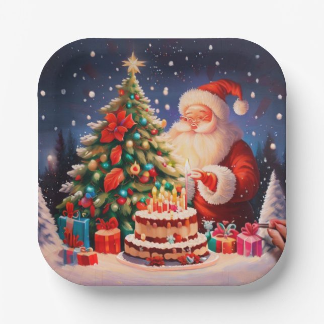 Assiettes En Carton Noël Anniversaire 10 (Recto)