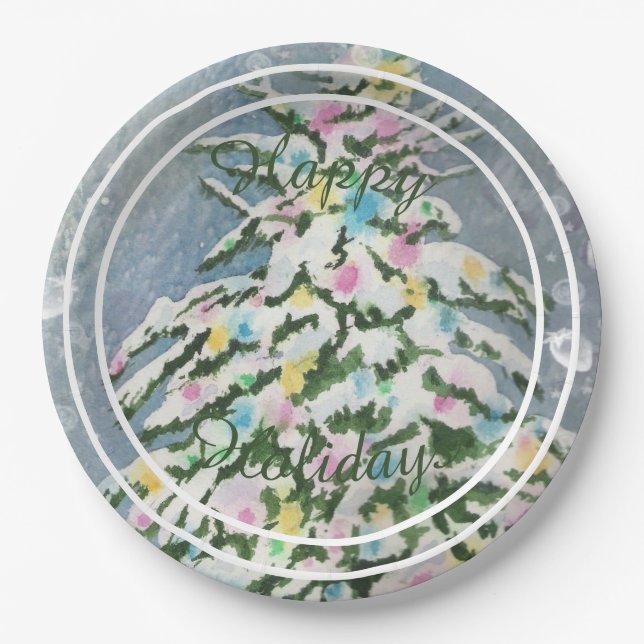 Assiettes En Carton Noël Arbre Joyeux Fête de Noël (Devant)