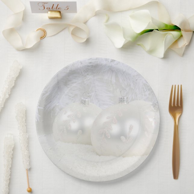 Assiettes En Carton Noël blanc (Mariage)