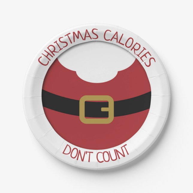 Assiettes En Carton Noël calories Père Noël le ventre rouge costume (Devant)