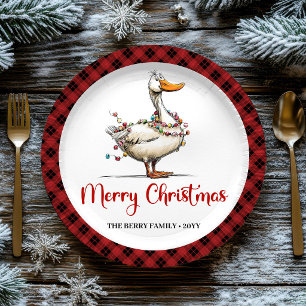 Assiettes En Carton Noël Canard Drôle de Dessin Animé Fête Fantaisiste