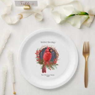 Assiettes En Carton Noël Cardinal Rouge Yule Solstice Boho Holiday