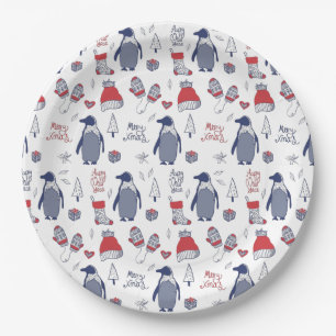 Assiettes En Carton Noël Casquette Gants Motif fête