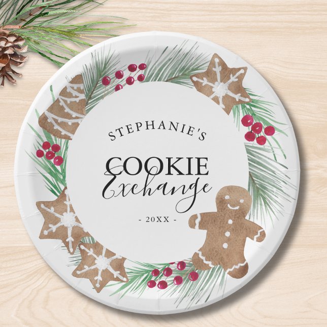 Assiettes En Carton Noël Cookie Exchange Party (Créateur téléchargé)