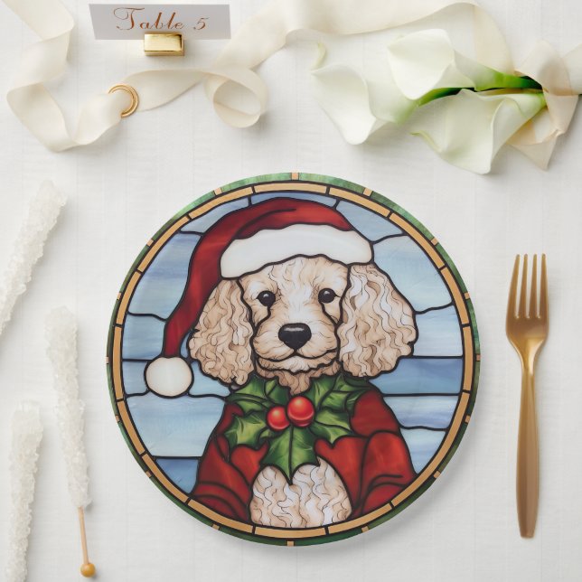 Assiettes En Carton Noël de caniche en verre (Mariage)