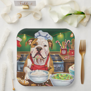 Assiettes En Carton Noël de la pâtisserie de Bulldog Américain : Noël