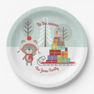 Assiettes En Carton Noël de l'ours des bois