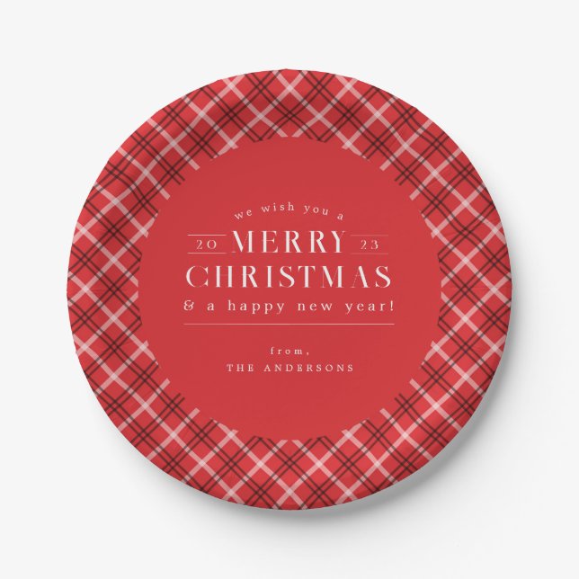 Assiettes En Carton Noël de Noël de vacances rouges (Devant)