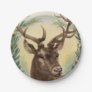Assiettes En Carton Noël des cerfs de Reindee Vintage