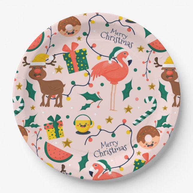 Assiettes En Carton Noël drôle (Devant)