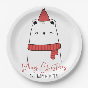 Assiettes En Carton Noël du chat drôle