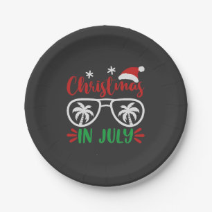 Assiettes En Carton Noël en Juillet Funny Noël Père Noël Vacances été