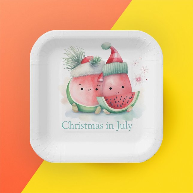 Assiettes En Carton Noël en juillet pastèque (Créateur téléchargé)