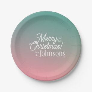 Assiettes En Carton Noël en juillet Pink Green Ombre Party