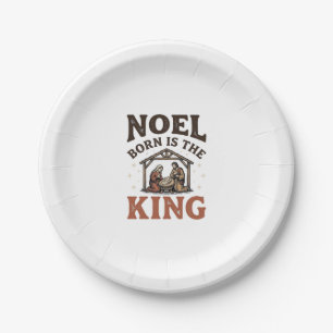 Assiettes En Carton Noel est né est le roi Nativité vintage Noël
