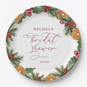 Assiettes En Carton Noël Fleurs Mariage Hivernal