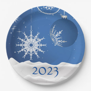 Assiettes En Carton Noël/ Flocon de neige de vacances 2023 Ajouter un