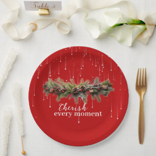 Assiettes En Carton Noël Garland et les étoiles de tir Chérir