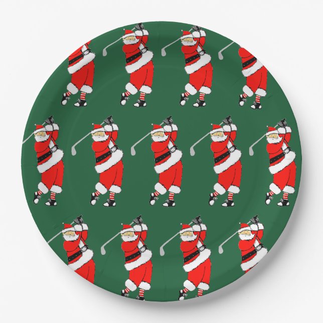 Assiettes En Carton Noël Golf Fête (Devant)