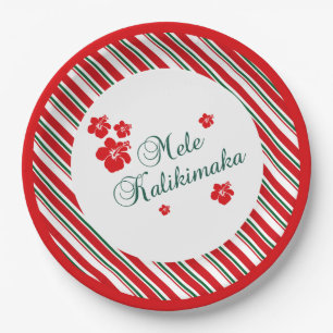Assiettes En Carton Noël hawaïen Mele Kialikimaka