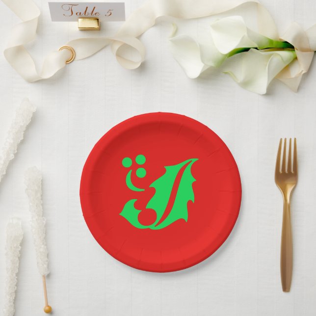 Assiettes En Carton Noël Holly Red Green 4Geri (Mariage)