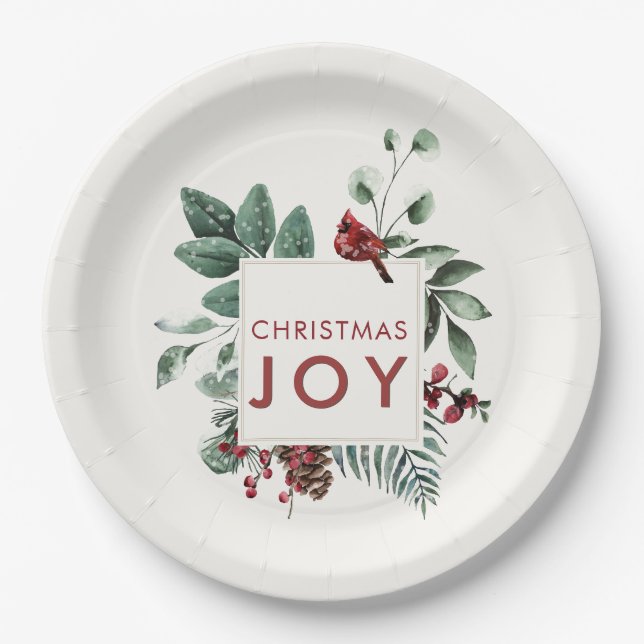 Assiettes En Carton Noël Joie Cardinal Bird Berries (Devant)