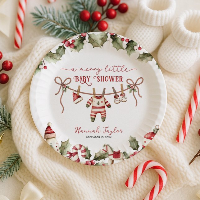 Assiettes En Carton Noël Joyeux petit Baby shower (Créateur téléchargé)