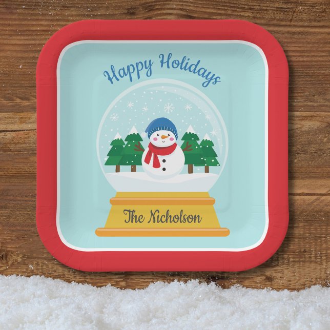ASSIETTES EN CARTON NOËL NEIGE GLOBE (Créateur téléchargé)