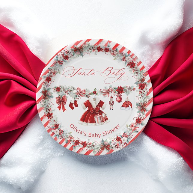 Assiettes En Carton Noël Père Noël Baby shower bébé fille (Créateur téléchargé)