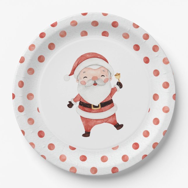 Assiettes En Carton Noël Père Noël Premier Anniversaire Plaque Papier (Devant)