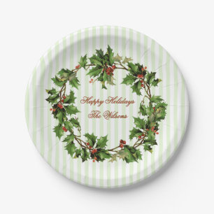 Assiettes En Carton Noël personnalisé par cru de guirlande de houx