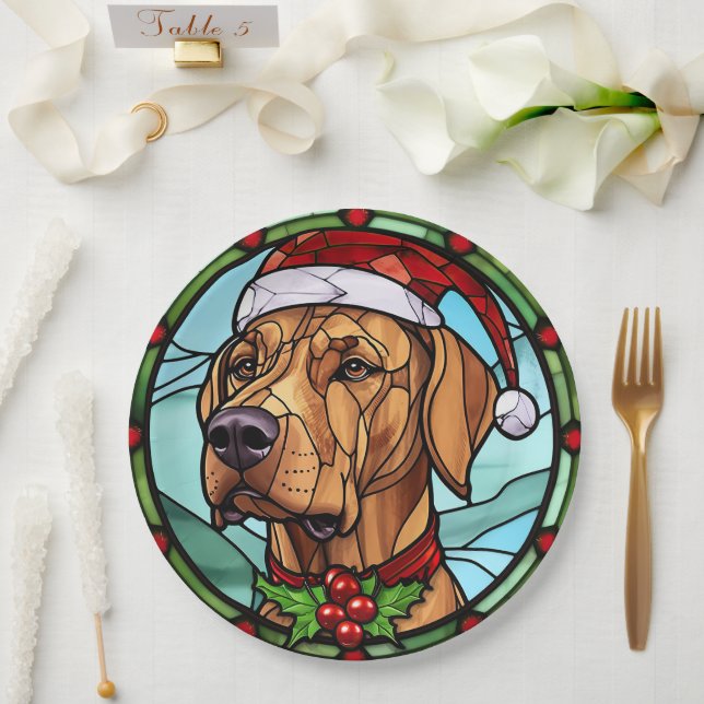 Assiettes En Carton Noël Rhodesian Ridgeback (Mariage)