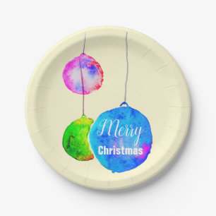 Assiettes En Carton Noël rose et bleu moderne