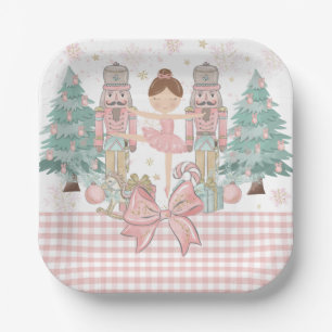 Assiettes En Carton Noel rose pâle Pastel de Nutcracker