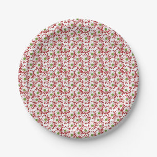 Assiettes En Carton Noël Rouge et vert marguerite motif floral