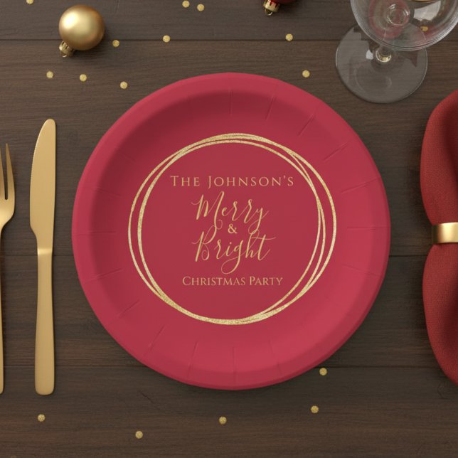 Assiettes En Carton Noël Rouge or (Créateur téléchargé)