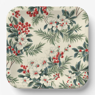 Assiettes En Carton Noël rouge vintage