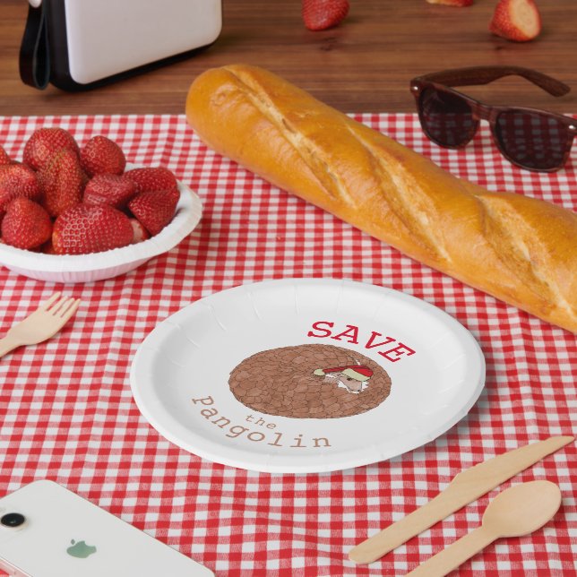 Assiettes En Carton Noël Sauvez le Slogan Pangolin (Pique-nique)
