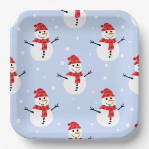 Assiettes En Carton Noël Snowman Motif