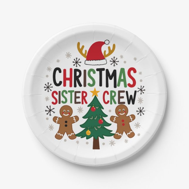 Assiettes En Carton Noël Soeur Crew Festive pain d'épices Amis (Devant)
