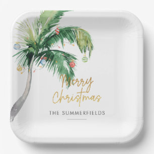 Assiettes En Carton Noël Vacances Côtières Palmier
