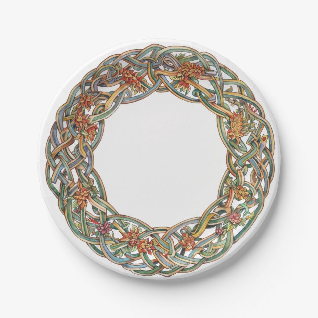 Assiettes En Carton Noeud celtique et symboles du soleil Litha (Devant)