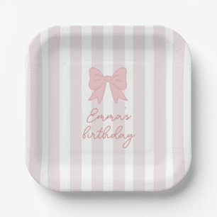 Assiettes En Carton Nœud Coquette Rose Anniversaire