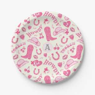Assiettes En Carton Nœuds Rose Fille Mignonne Cowgirl Cerises Monogram