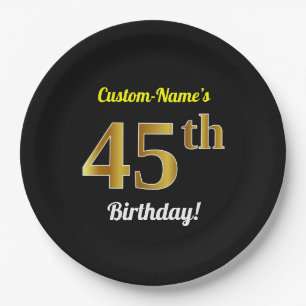 Assiettes En Carton Noir, anniversaire d'or de Faux quarante-cinquièm
