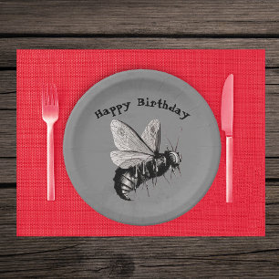 Assiettes En Carton Noir Blanc Créature Gothique Abeille Crâne ailes G