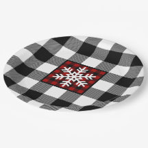 Noir, Blanc, Plaid De Buffle Rouge, Flocon De Neig