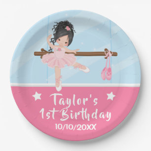 Assiettes En Carton Noir Cheveux Ballerina rose Tutu Anniversaire Papi